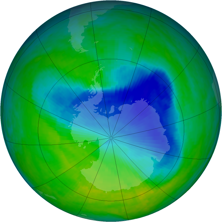 Antarctic ozone map for 25 November 1993